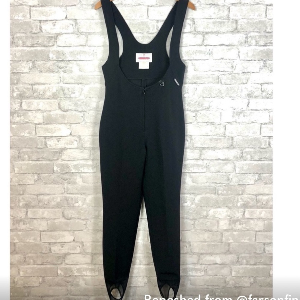 Obermeyer Vintage Ski Suit Overall Bibs with stirrups Vintage 8 Black